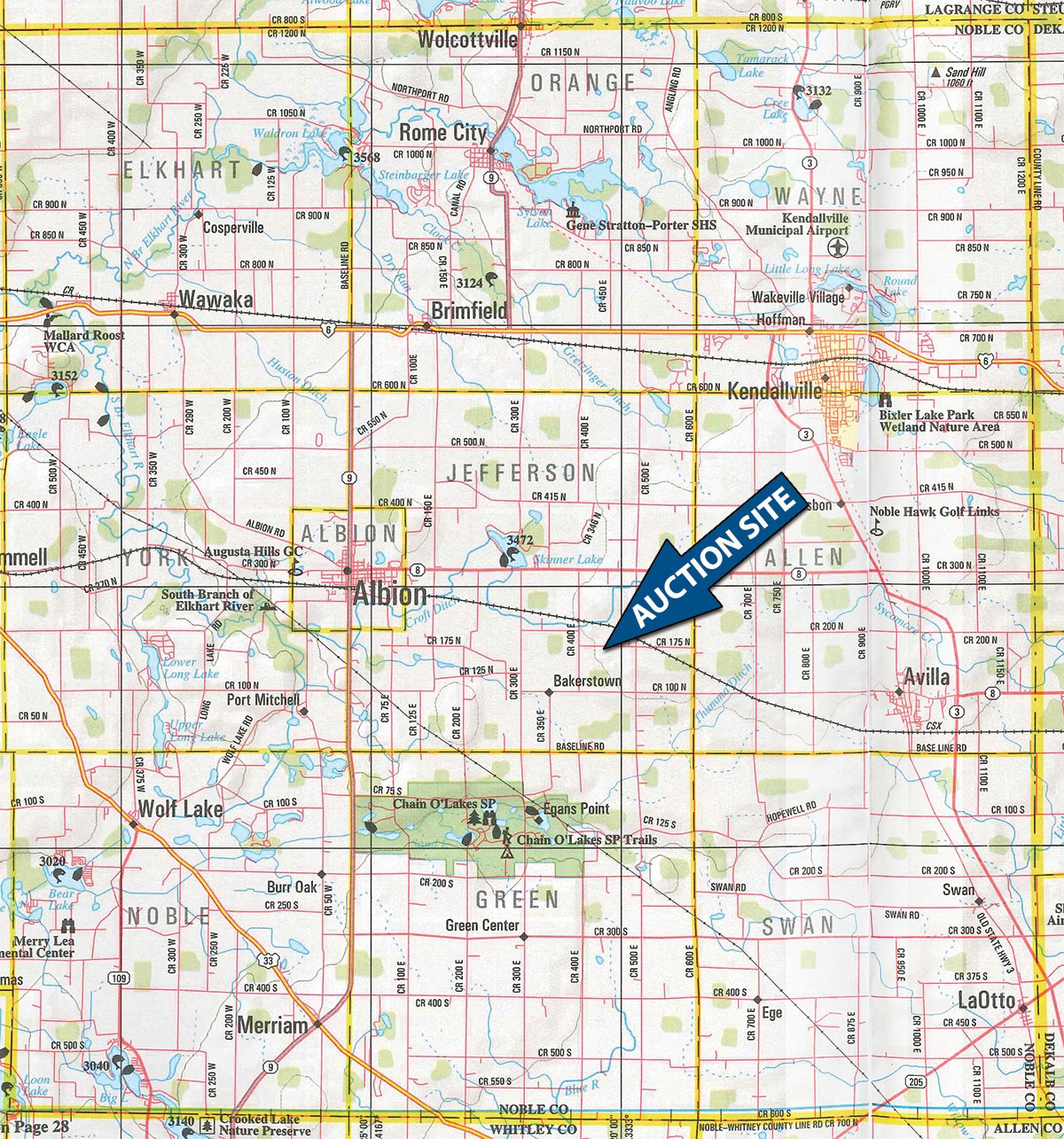 Area map - FARM EQUIPMENT AUCTION IN NOBLE COUNTY, INDIANA